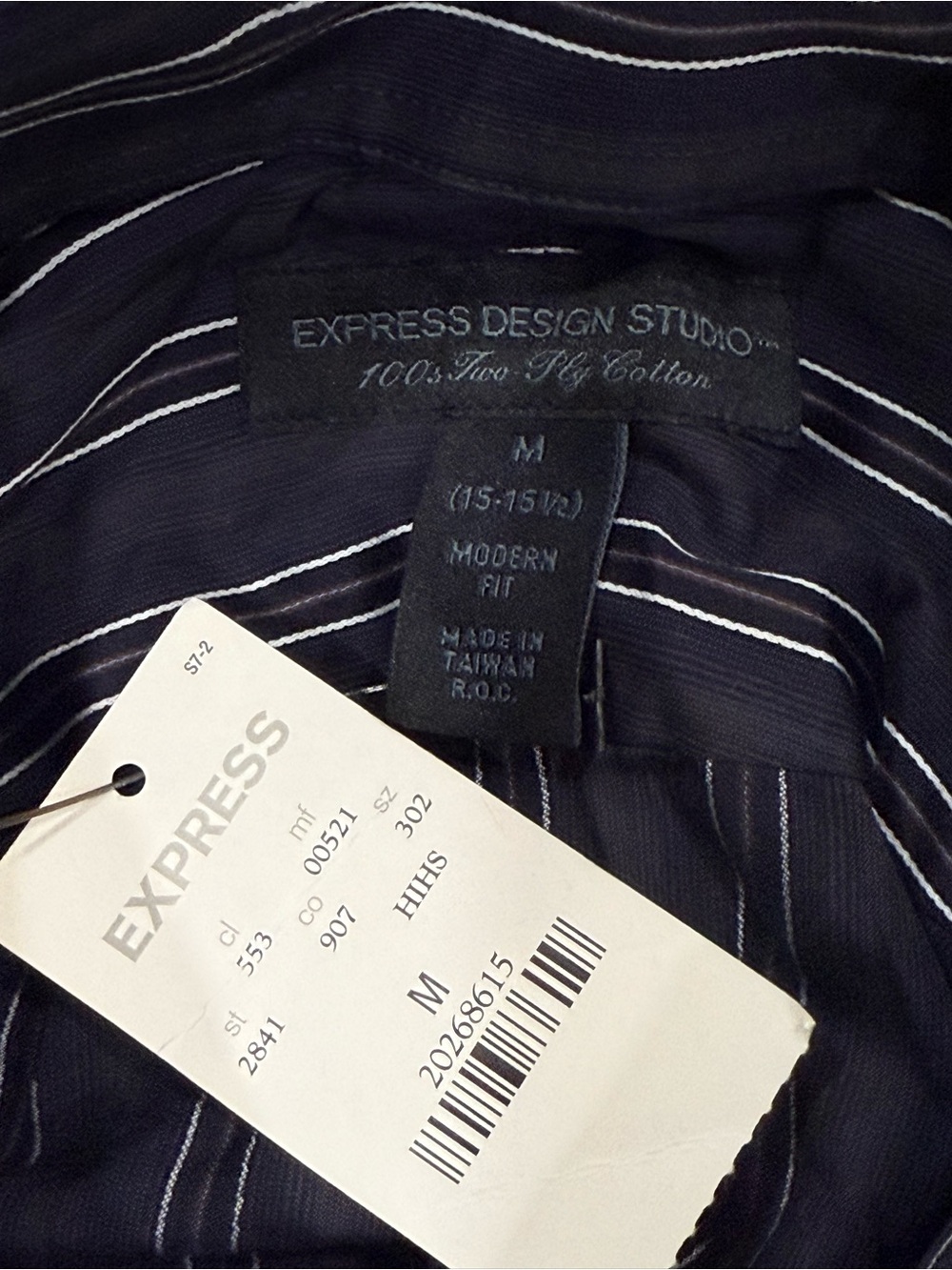 Express Men's Black Striped Dress Shirt - Picture 3 of 6